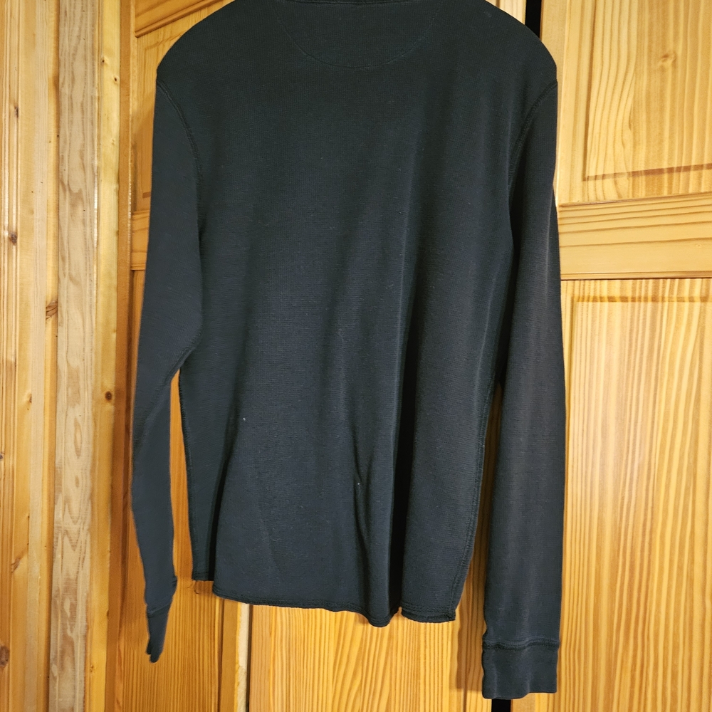 Black Long-Sleeve Thermal Crewneck Shirt - Unbranded - Picture 2 of 4